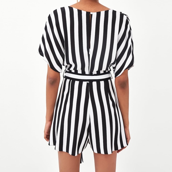 Zara TRF Black and White Striped Jumpsuit Dress - Picture 3 of 6